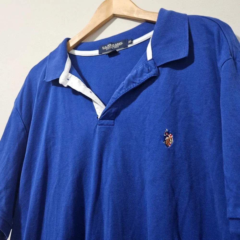 US Polo Assn Mens 3XL Royal Blue Luxury Feel Short Sleeve Cotton Polo‎ Shirt